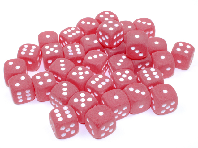  Frosted™ 12mm d6 Red/white Dice Block™ (36 dice)