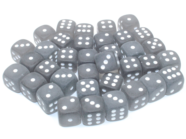  Frosted™ 12mm d6 Smoke/white Dice Block™ (36 dice)