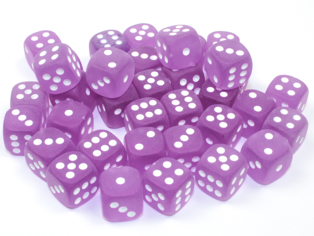  Frosted™ 12mm d6 Purple/white Dice Block™ (36 dice)